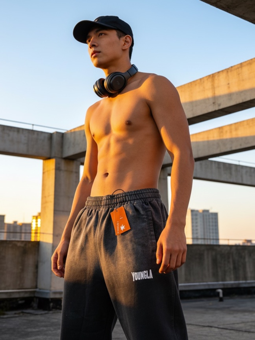 YoungLA ‘Washed Gradient’ Men's Sweatpants with White Logo